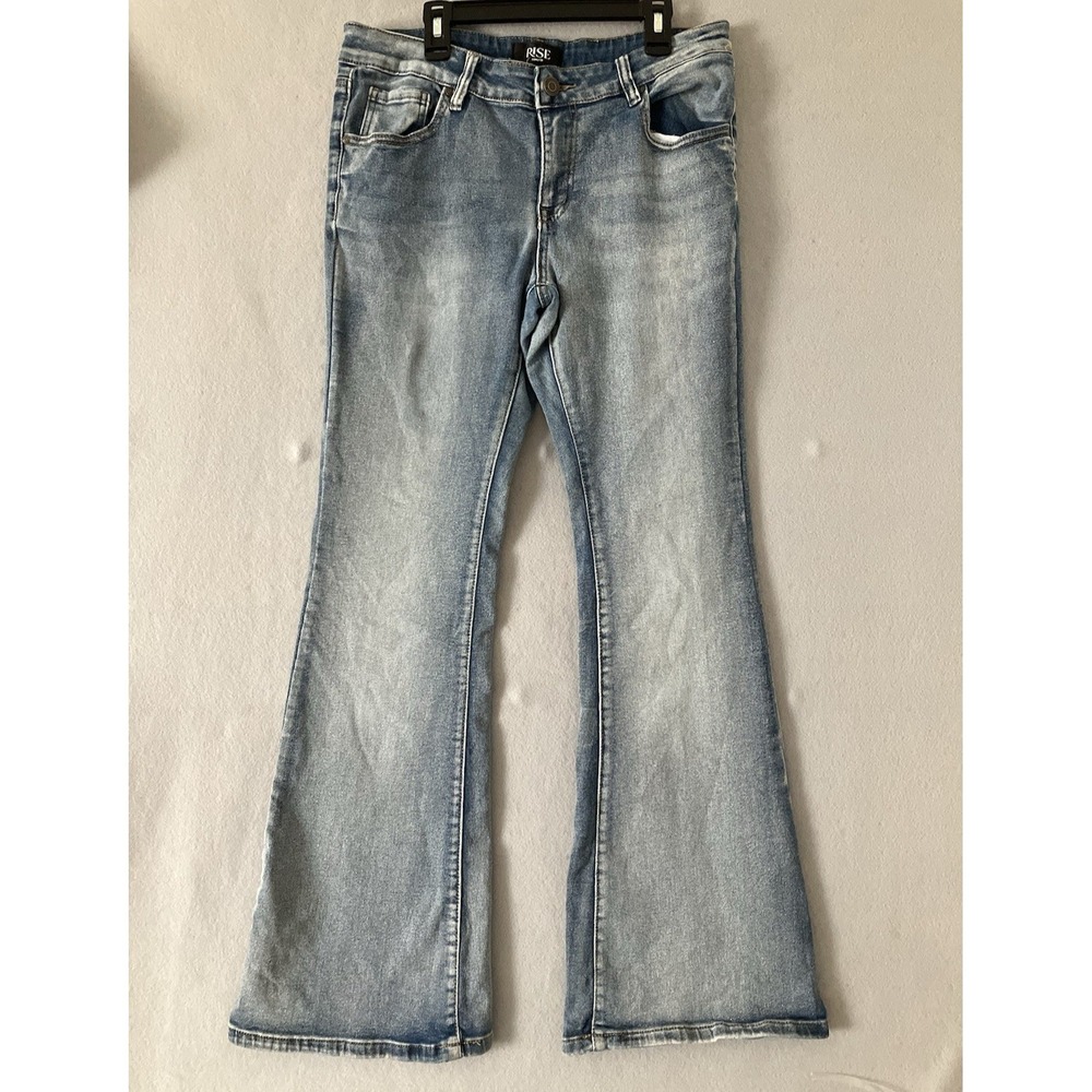 RISE Supply Co Women's Light Wash Bootcut Flare Jeans Stretch Denim Size 11